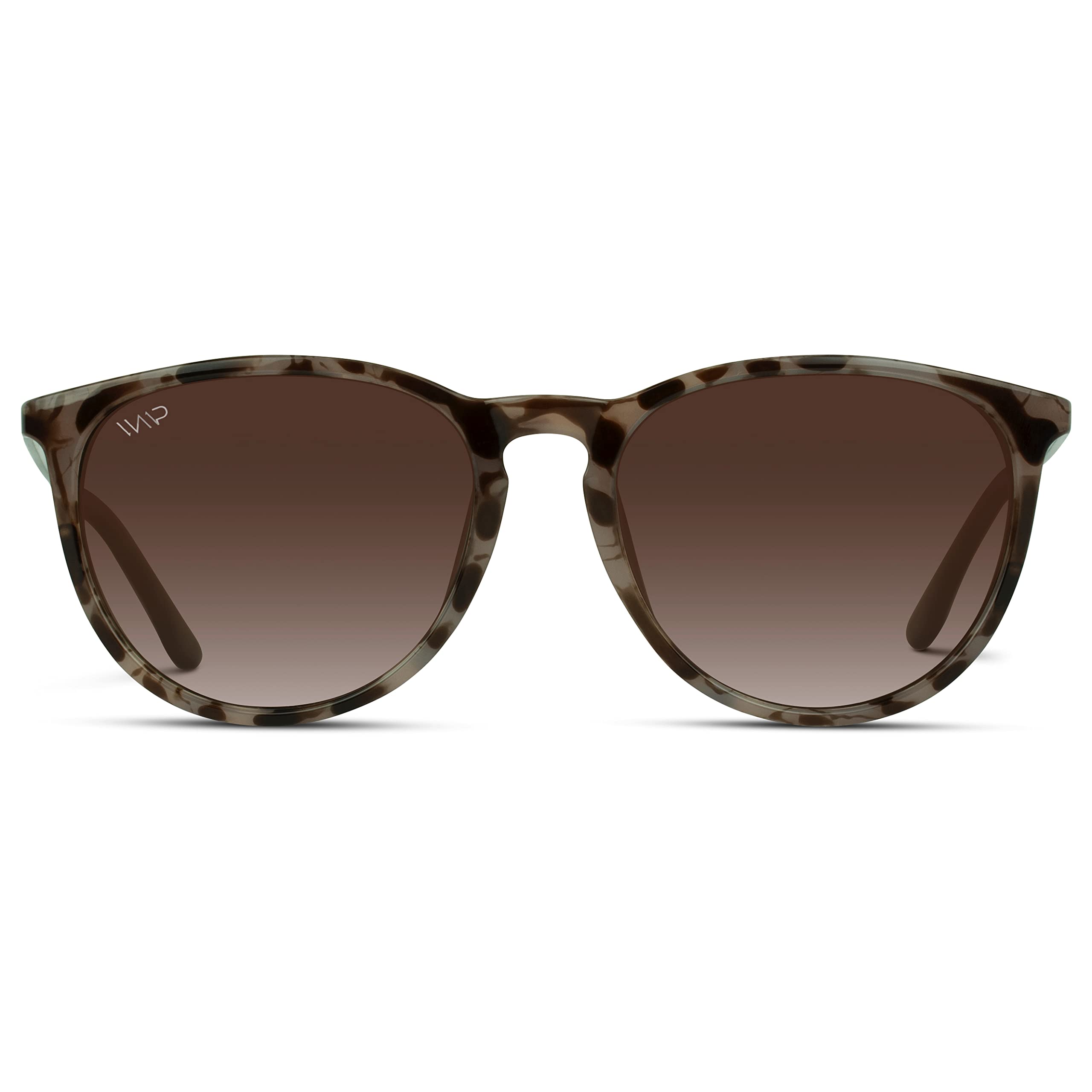 WearMe Pro Women's Round Sunglasses with Polarized UV Protection, Trendy Retro Designer Style (Beige Tortoise Frame/Brown Gradient Lens)