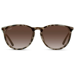 WearMe Pro Women's Round Sunglasses with Polarized UV Protection, Trendy Retro Designer Style (Beige Tortoise Frame/Brown Gradient Lens)
