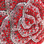 Load image into Gallery viewer, Boutique De FGG Rose Crystal Clutch Purse Women Flower Evening Bag Wedding Party Prom Bridal Rhinestone Floral Handbag,Mini,Red
