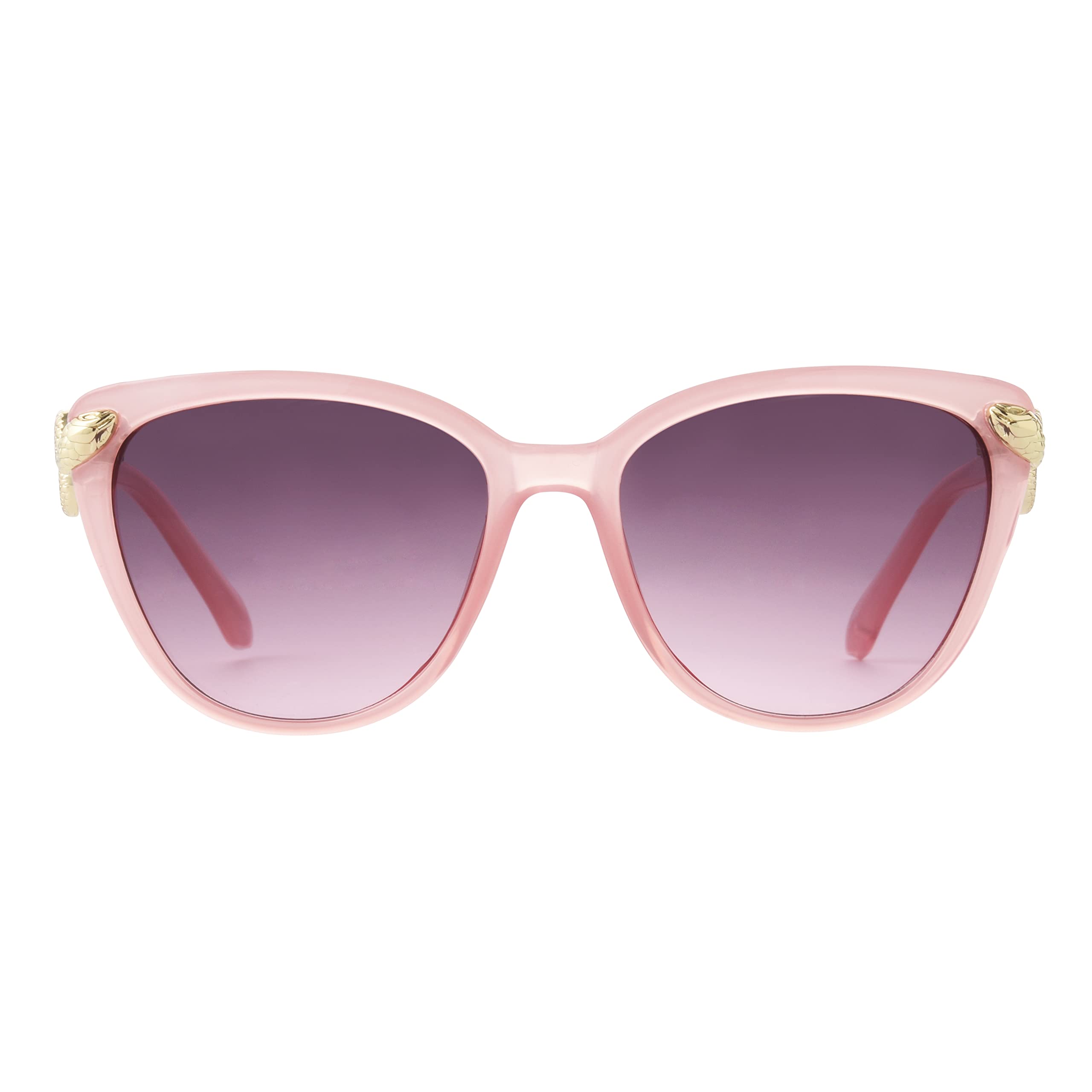 Betsey Johnson Women's Serpentine Sunglasses Cateye, Milky Pink with Gold Snakes, 56mm