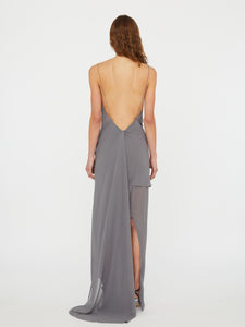 Christopher Esber, Cowl Hip Slip Dress, 2-4, Shadow Grey