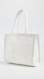 Load image into Gallery viewer, Tory Burch Women&#39;s Ella Hand Crocheted Small Tote, White, One Size
