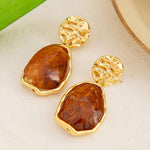 Load image into Gallery viewer, Gold Brown Statement Dangly Earrings for Women Vintage Unique Irregular Crystal Long Dangle Earrings Trendy Formal Earrings Valentine's Day Jewelry(K)
