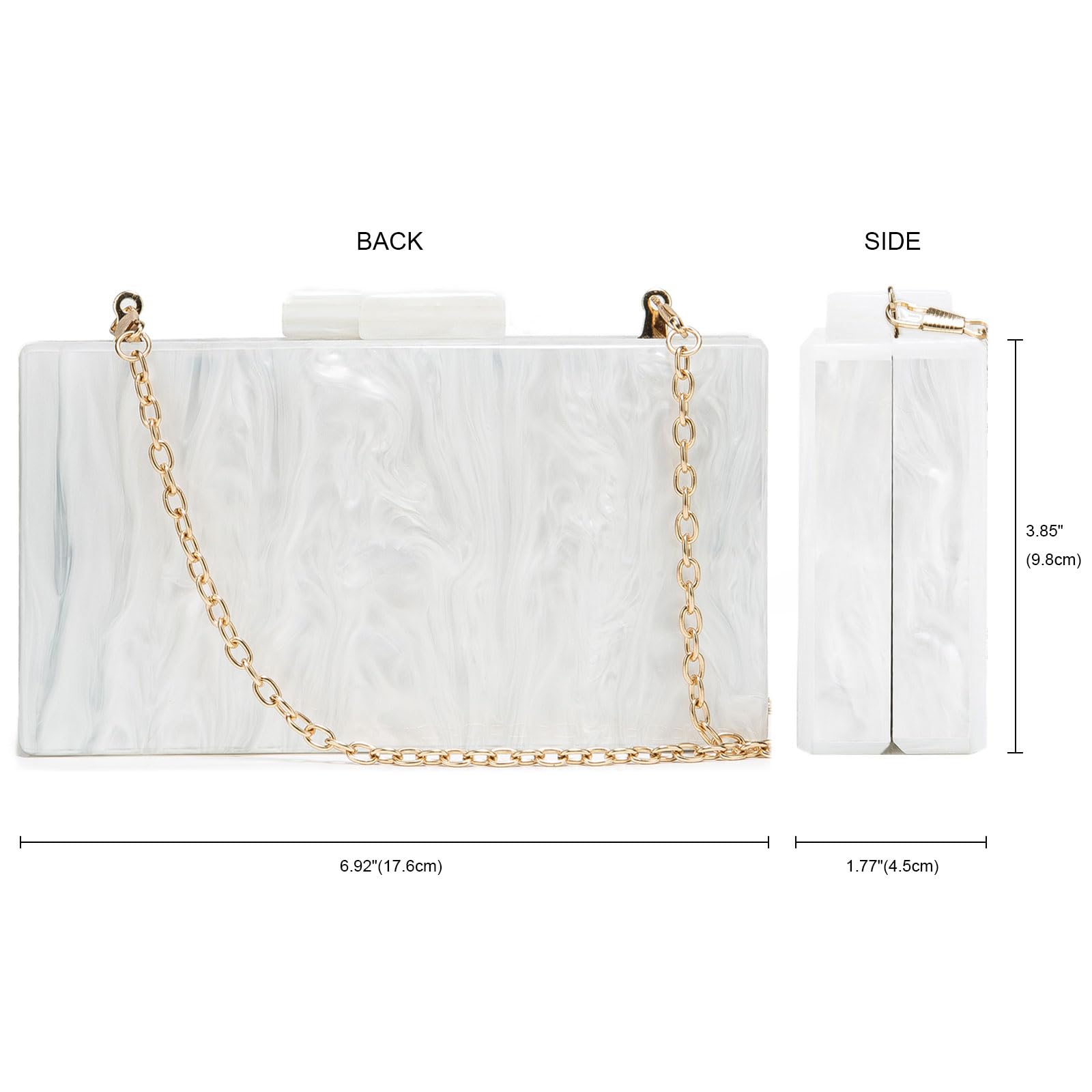 MRS Clutch Purse Women Evening Handbag Acrylic Clutch Bag for Bride Party GLD