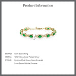 Load image into Gallery viewer, Gem Stone King 18K Yellow Gold Plated Silver Green Simulated Emerald Tennis Bracelet For Women (8.00 Cttw, Oval 6X4MM, 7 Inch With 1 Inch Extender)
