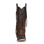 Load image into Gallery viewer, Corral Boots Women's Handcrafted Western Boots | Snip Toe Cowboy Boots with Leopard Print, Fringe and Stud Details
