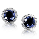 Load image into Gallery viewer, Kobelli Blue Sapphire and Diamond Earrings 1 1/2 Carat (ctw) in 14k White Gold
