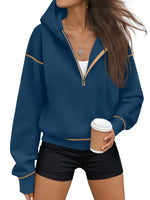 Load image into Gallery viewer, Trendy Queen Half Zip Pullover Hoodies for Women Y2k Cute Cropped Sweatshirts Jackets Fall Fashion 2025 Outfits Clothing Dark Blue M
