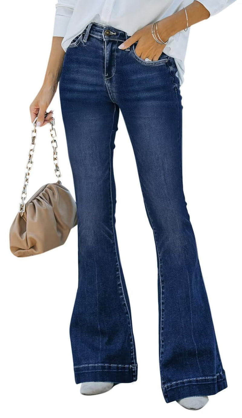 KDF High Waisted Bell Bottom Jeans for Women Flare Jeans for Women Stretch Wide Leg Jeans