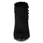 Load image into Gallery viewer, Allegra K Women's Ruffle Block Heel Black Ankle Boots 9 M US
