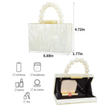 Load image into Gallery viewer, Women Acrylic Purses Evening Clutch Bag Marbling Handbags Cross Body Bag with Pearl Chain for Wedding Cocktail Party Prom
