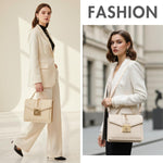 Load image into Gallery viewer, Top Handle Bag Quilted Crossbody Bags Trendy Designer Handbags for Women Beige Leather Cross Body Satchel Purses Shoulder Bag Goth Purse Large Leather Tote Bag for Women
