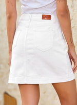 Load image into Gallery viewer, Sidefeel Jean Skirt for Women High Waisted Stretch Casual Trendy Summer Mini Denim Skirt Medium White
