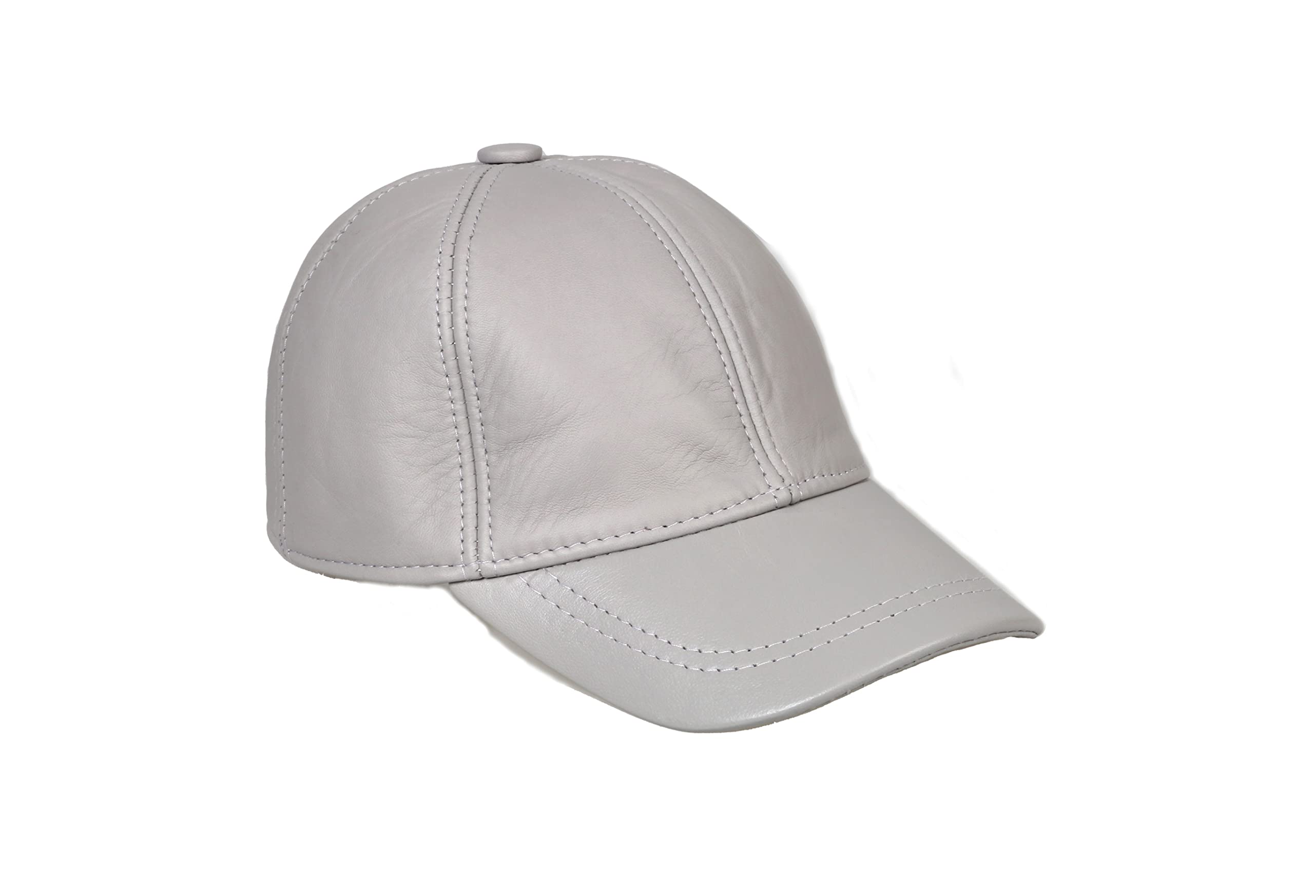 HATSQUARE Genuine Leather Baseball Cap Adjustable Soft Feel Dad Plain Hat Stylish Classic for Women Men Unisex (Grey)