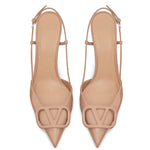 Load image into Gallery viewer, CarolieRossi Women Heeled Slingback Sandals Closed Pointed Toe Stiletto High Heels Slip-On Backless Evening Prom Party Dress Shoes Nude Size 9
