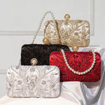 Load image into Gallery viewer, YYW Clutch Purses for Women Embroidery Sequins Beaded Evening Bag Pearl Clutch Handbag Shoulder Bag for Formal Party Wedding (Red)
