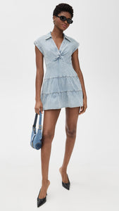 alice + olivia Women's Mila Deep V Twist Front Mini Dress, Rockstar Blue, 4