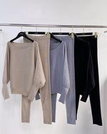 Load image into Gallery viewer, CHICME 2 Piece Lounge Outfit Long Sleeve Knit Pullover Tops Drawstring Pants Set Tracksuit Sweatsuit Beige-XL

