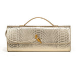 Load image into Gallery viewer, Beaguful Womens Fashion Leather Clutch Bag Crocodile Print Evening Handbag Crossbody Tote Bag Golden
