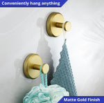 Load image into Gallery viewer, HOME SO Suction Cup Hooks for Shower, Bathroom, Kitchen, Glass Door, Mirror, Tile – Loofah, Towel, Coat, Bath Robe Hook Holder for Hanging up to 15 lbs – Waterproof, Matte Brushed Satin Gold (4-Pack)

