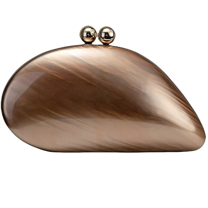 louceko Women Trendy Chain Crossbody Shoulder Bag Handbag Acrylic Wedding Evening Bag Shell Formal Clutch Purse, Brown 2503