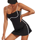 Load image into Gallery viewer, Move With You Womens Workout Tennis Dress with Built-in Bra &amp; Shorts Pockets Sleeveless Exercise Golf Dresses(Black,S1)

