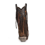 Load image into Gallery viewer, Corral Boots Women's Handcrafted Western Boots | Snip Toe Cowboy Boots with Leopard Print, Fringe and Stud Details
