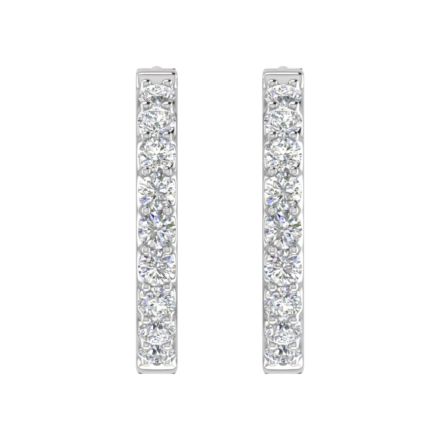 3 Carat (ctw) Inside Out Diamond Hoop Earrings in 14K White Gold - IGI Certified (SI1-SI2 Clarity)