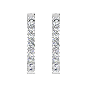 3 Carat (ctw) Inside Out Diamond Hoop Earrings in 14K White Gold - IGI Certified (SI1-SI2 Clarity)