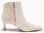 Load image into Gallery viewer, Coutgo Womens Kitten Heel Ankle Boots Pointed Toe Side Zipper Fall Winter Booties Shoes, Beige, Size 7.5
