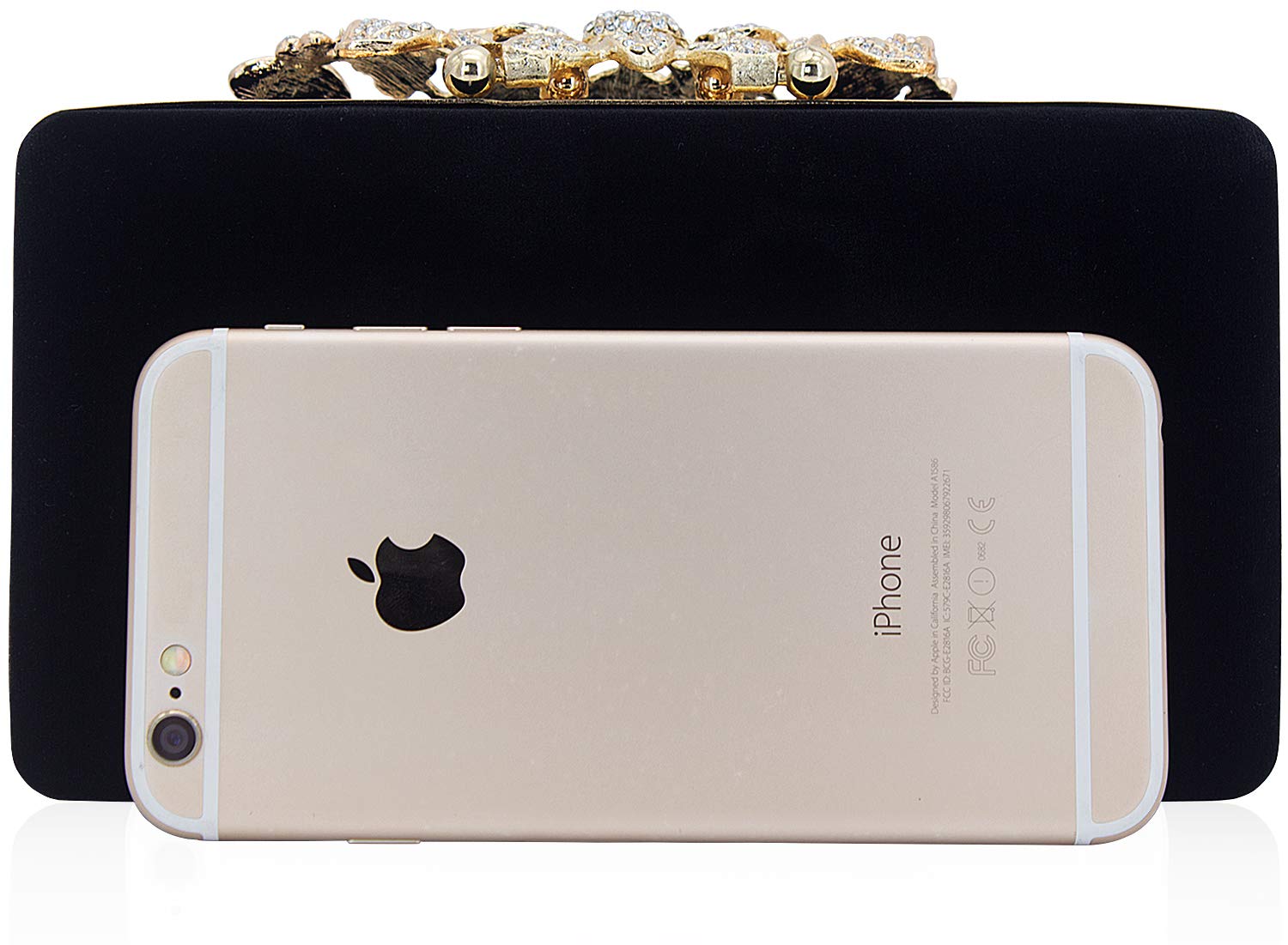Dexmay Velvet Women Clutch Evening Bag with Rhinestone Crystal Flower Clasp Formal Purse for Party Black