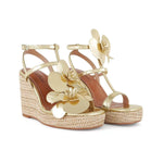 Load image into Gallery viewer, LACIKOSZ Gold Heels for Women Comfortable Wedge Sandals Beige Cute Floral Raffia Heels Ankle Strap Espadrilles for Women Woven Strappy Open Toe Platform Sandals Summer Beach Vacation Dress Shoes
