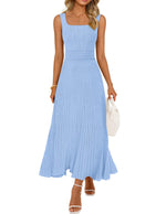 Load image into Gallery viewer, MEROKEETY Women's Summer Midi Dress 2026 Spring Sleeveless Pleated A Line Casual Business Work Cocktail Vacation Dresses, Blue, M
