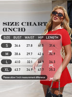 Load image into Gallery viewer, XXTAXN Women's Summer Boat Neck Short Sleeve Elegant Y2k A Line Mini Dress Red
