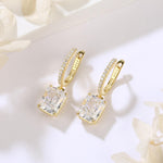 Load image into Gallery viewer, Ferkerylu Sterling Silver Diamond Earrings for Women 4CT 8 * 10mm Radiant cut Lab Simulation Diamond 5A Cubic Zirconia Hoop Earrings Jewelry Gift for Her Birthday Christmas Gold
