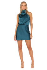 Load image into Gallery viewer, Petal &amp; Pup Women&#39;s Anabelle Halter Neck Mini Dress, Teal
