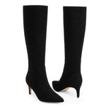 Load image into Gallery viewer, QIY Kitten Heel Boots for Women Black Suede Boots Pointed Toe Tall Fall Boots for Women Winter Warm Boots Comfortable Heels Knee High Boots Size 8.5
