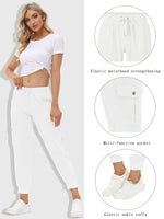 Load image into Gallery viewer, MoFiz Women&#39;s Cargo Pants Hiking Joggers Summer Lightweight Quick Dry Athletic Outdoor Sports Sweatpants Travel Casual Button Pockets Rice White S
