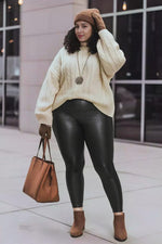 Load image into Gallery viewer, Retro Gong Black Womens Faux Leather Leggings Stretch High Waisted Pleather Pants
