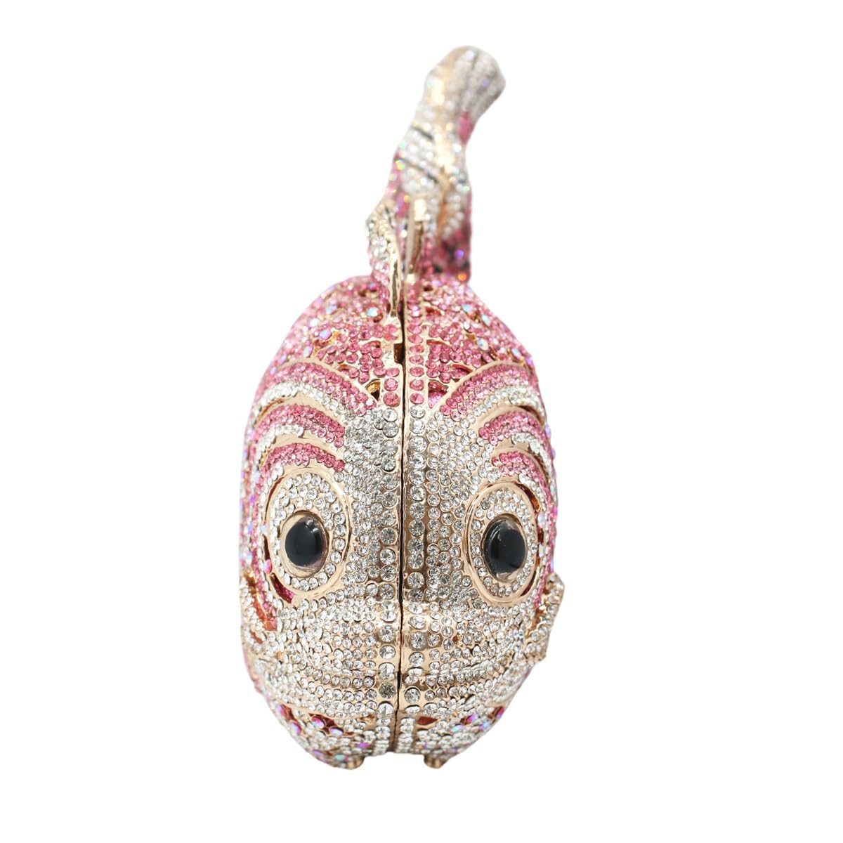 Tngan Women Mini Fish Clutch Luxury Rhinestones Purse Sparkling Banquet Handbag Wedding Party Clutch Bag, Pink