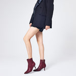 Load image into Gallery viewer, Elisabet Tang Women's Pointed Toe Booties 3 inches Heels Ankle Boots with Side Zipper Dressy Comfy Work Formal Winter Fall Wine Red Size 9
