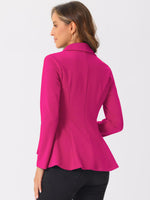 Load image into Gallery viewer, Allegra K Women's Casual Jacket Steampunk High Low Hem Open Front Long Sleeves Work Peplum Blazer Medium Hot Pink
