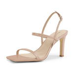 Load image into Gallery viewer, Modatope Nude Sandals for Women Open Toe Strappy Sandals Heels Ankle Strap Heels Sandals Size 6
