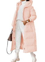 Load image into Gallery viewer, Grlasen Women Long Quilted Coat Winter Hooded Long Sleeve Button Down Puffer Padded Jacket
