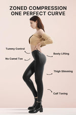 Load image into Gallery viewer, Retro Gong Black Womens Faux Leather Leggings Stretch High Waisted Pleather Pants
