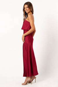 Petal & Pup Women's Vienna Strapless Midi Dress, Berry
