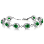 Load image into Gallery viewer, Gem Stone King 925 Sterling Silver 7X5MM Oval Gemstone Birthstone Tennis Bracelet | Halo Statement Bracelet For Women | Size 7.5 Inch
