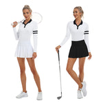 Load image into Gallery viewer, Soneven Womens Golf Shirts Moisture Wicking Long Sleeve Polo Shirts Collared V-Neck Golf Polos Shirts

