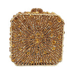Load image into Gallery viewer, Boutique De FGG Women Metal Box Crystal Clutch Purse Evening Bag Wedding Bridal Rhinestone Handbags Party Clutch Bag,Mini,Bronze
