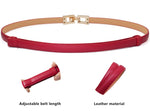 Load image into Gallery viewer, WULIQIUQIU Women's Skinny Belts Thin PU Leather Waist Belt with Gold Alloy Buckle for Dresses 100CM Red Fit Waist 24"-37"
